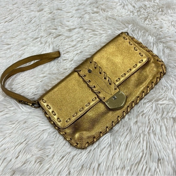 MICHAEL Michael Kors Gold Leather Clutch wristlet - Picture 1 of 12